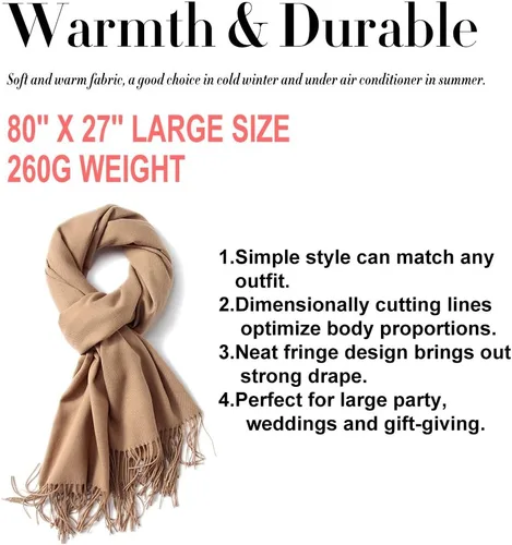 Miniatura 6 de maamgic Chales de pashmina para mujer, grandes, suaves, con sensación de cachemira, bufanda ligera
