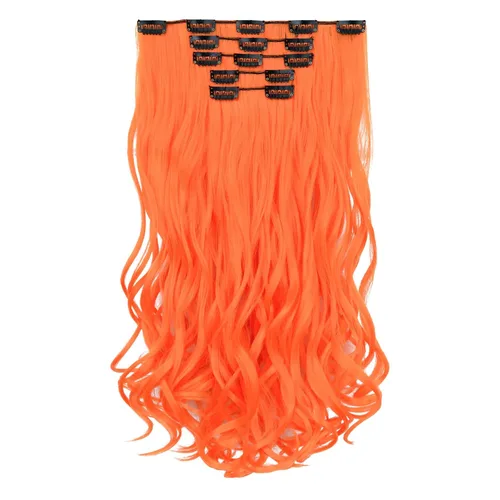 Miniatura 24 de Extensiones de cabello negro lacio, 2 juegos de extensiones de cabello con clip para mujeres, Halloween, 5 piezas de 22 pulgadas, piezas de cabello