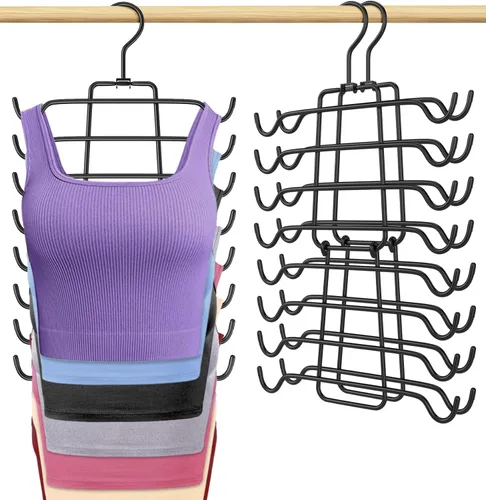 2 perchas para camisetas sin mangas que ahorran espacio, organizador de brasieres para armario, organizador de armario de metal giratorio de 360°,