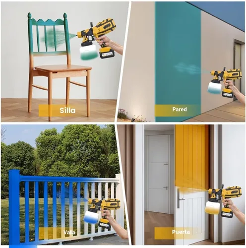 Miniatura 8 de Pulverizador de Pintura Inalámbrico con Baterías Makita 2 * 4AH, 6 Boquillas y 3 Patrones de Pulverización y 10 Bolsas de Pintura y 1 Luz Nocturna