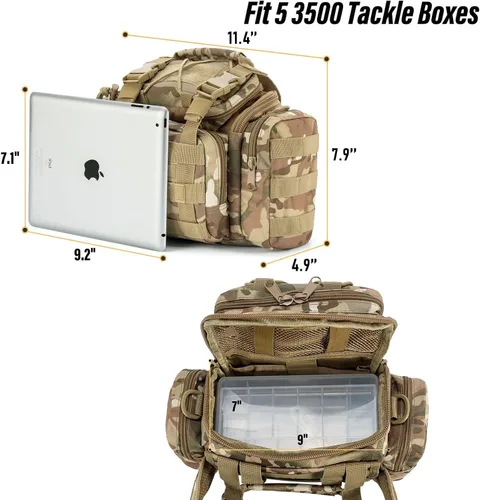 Miniatura 3 de Dr.Fish Bolsa de aparejos de pesca 5 cajas con 60 señuelos incluidos Juego de caja de aparejos cargada y equipada Set de señuelos giratorios Equipo