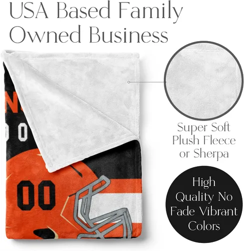 Miniatura 89 de Manta personalizada para fanáticos del fútbol americano – Se envía al día siguiente – Hecha en Estados Unidos – Manta de vellón personalizada