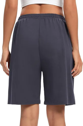 Miniatura 3 de ASIMOON Bermudas para mujer, pantalones cortos atléticos, holgados, para correr, pantalones cortos de yoga largos casuales con bolsillos