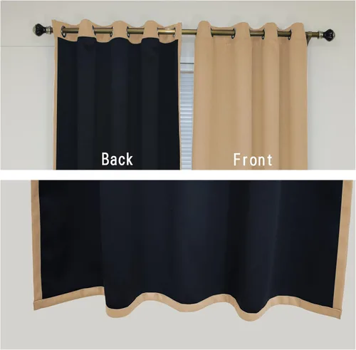 Miniatura 4 de Cortinas opacas para dormitorio con línea negra, 100 % opacas, con aislamiento térmico, cortinas largas para sala de estar, tratamiento de ventanas