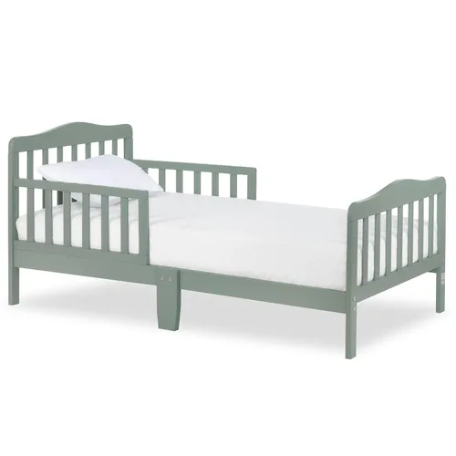 Miniatura 12 de Dream On Me Cama para niños pequeños de diseño clásico en gris claro, cama de madera baja al piso con rieles de seguridad, certificada GREENGUARD