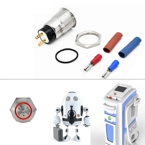 Miniatura 6 de Luz LED Roja Zumbador 12V 19mm Luz de Alarma Indicador Lámpara de Señal Piloto de Acero Inoxidable 0.75" Agujero de Montaje con Sonido de 85dB