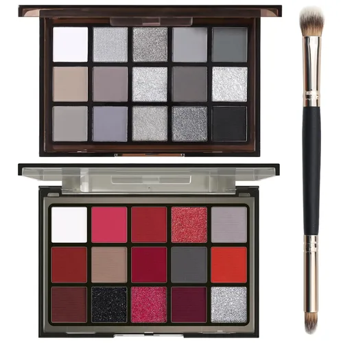 Miniatura 24 de UCANBE Paleta de sombra de ojos ahumada en negro, 15 colores de sombras de ojos oscuras brillantes mate metálicas, kit de sombras de ojos altamente