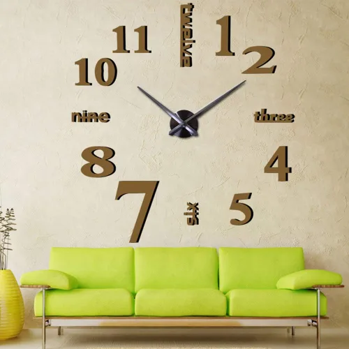 Miniatura 9 de FASHION in THE CITY Relojes de pared grandes sin marco en 3D, diseño moderno, para decoración DIY, superficie de espejo, para sala, dormitorio, Café