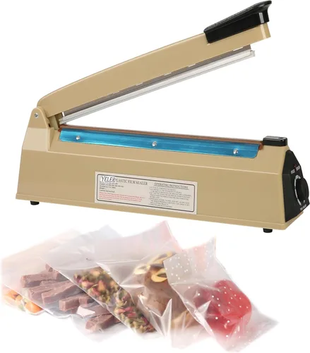 Miniatura 4 de Sellador térmico por impulso de 12 pulgadas, máquina selladora manual de bolsas de polietileno para bolsas de plástico de PE y PP, agarre de Beige