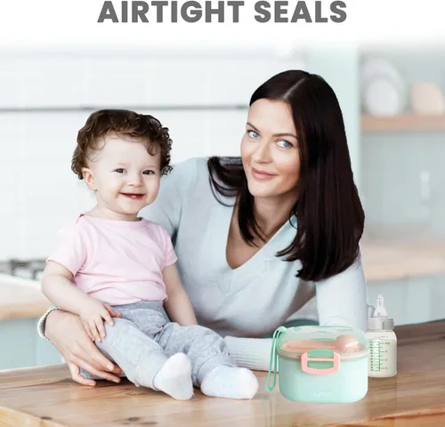 Miniatura 7 de Lulyboo Baby Formula - Contenedor de leche en polvo para bebé, apto para viajes, almacenamiento hermético con cuchara y cuchara-tenedor, compacto