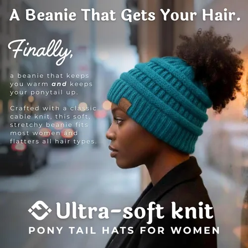 Miniatura 94 de Funky Junque - Gorro para mujer con ranura para cola de caballo