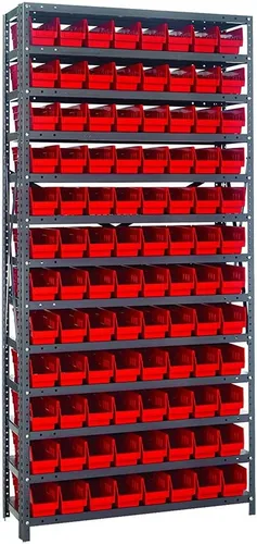 Miniatura 545 de Quantum QSBU-245BK Heavy Duty Shelving Unit with (7) Shelves and (24) QUS245 Black Bins for Garage Warehouse Storage Distribution 400 lb Load