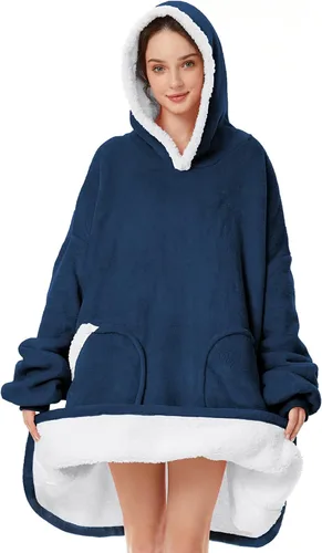 Miniatura 25 de Century Star Manta con capucha para mujeres y hombres, sherpa, de gran tamaño, gruesa, acogedora, suave, cálida, para adultos, sudadera con capucha