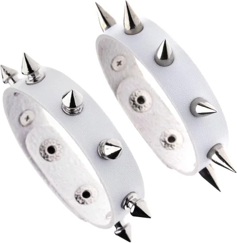 Miniatura 6 de MILAKOO Pulsera de cuero punk para hombre, pulsera de cuero con espiga para mujer
