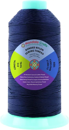 Miniatura 306 de Mandala Crafts - Hilo de nailon para coser cuero, tapicería, mezclilla y para trenzar el pelo; resistente, 1500 yardas, tamaño 69 T70 Marrón