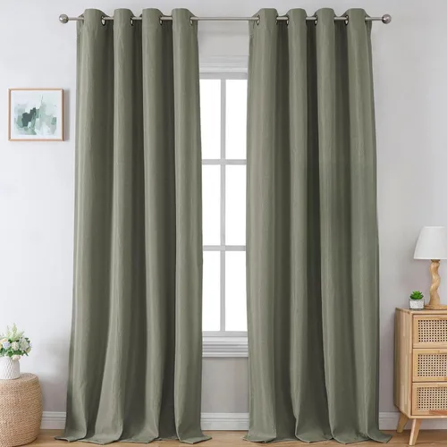 Miniatura 34 de H.VERSAILTEX Cortinas Opacas de Lino de 45 Pulgadas de Largo para Dormitorio/Sala de Estar con Aislamiento Térmico con Ojales, Cortinas con Textura