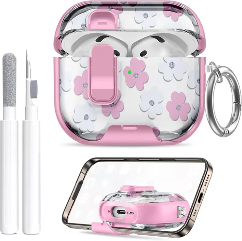 Miniatura 32 de Compatible Airpods 4 Case (2025) with Phone Stand & Cleaner Kit,Print Soft Silicone Lock Clip Apple AirPods 4th Generation Case, Airpod 4 Cover with