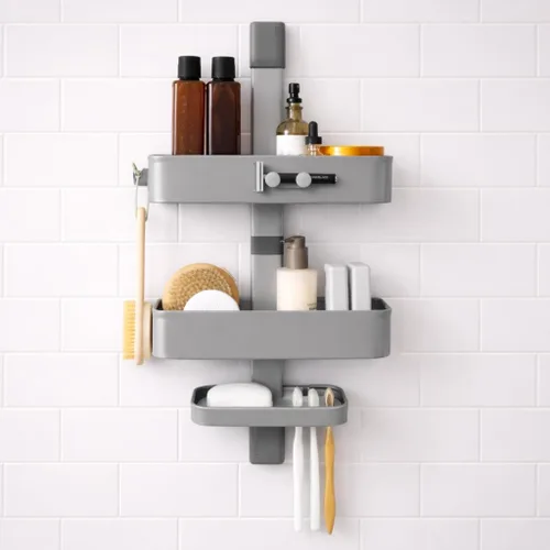 Miniatura 10 de ShowerSMART Organizador de ducha higiénico resistente a la corrosión, organizador de baño colgante con estantes ajustables, bandejas fáciles