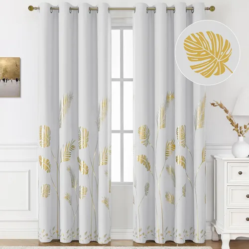 Miniatura 47 de BUHUA - Cortinas opacas blancas, cortinas plateadas, juego de 2 paneles de cortinas con ojales para dormitorio, elegante tratamiento de ventana