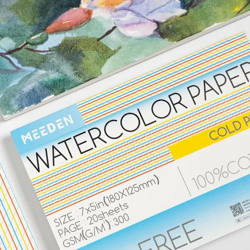 Miniatura 6 de Bloque de papel para acuarela MEEDEN, papel de acuarela 100% algodón de 20 hojas, 140 lb/300 gsm, papel de arte sin ácidos para acuarela, gouache
