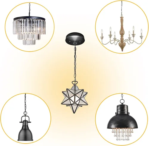 Miniatura 6 de ECUDIS Kit de toldo de luz colgante, placa de cubierta de lámpara de techo de 4.7 pulgadas con accesorios de montaje para candelabro, toldo de Negro