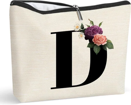 Miniatura 9 de Bolsa de maquillaje personalizada con inicial para mujer, bolsa de cosméticos con monograma, regalo de cumpleaños para mamá, regalo de dama