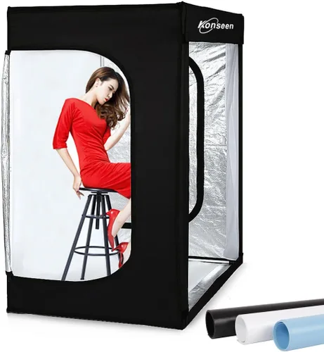 Miniatura 9 de Foto LED Caja de luz grande Fotografía Konseen Professional 47"x20"x55" Iluminación continua Flashery Video Studio Dimmable Cube Shooting Tients