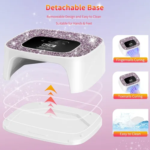 Miniatura 7 de Secadores de lámpara de uñas LED UV, inalámbrico, 168 W, luz UV de diamante para esmalte de uñas de gel, lámpara de gel de construcción de poliéster
