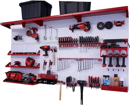 Miniatura 22 de OmniWall Weekend Warrior XL - Sistema de organización de pared de metal (negro/azul)