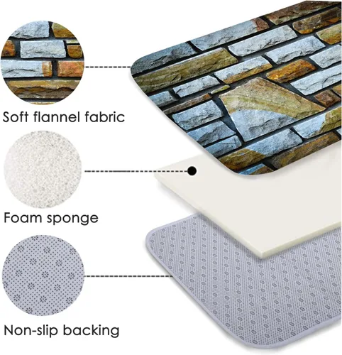 Miniatura 3 de Alfombra antideslizante de espuma de esponja de pelo bajo para puerta de baño, alfombras separadas a prueba de deslizamiento, alfombra de ilusión