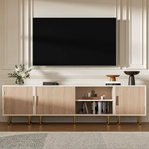 Miniatura 11 de Housoul Soporte de TV de 71 pulgadas para TV de 50/60/70/80 pulgadas, soporte de TV moderno para TV de 75 pulgadas, centro de entretenimiento