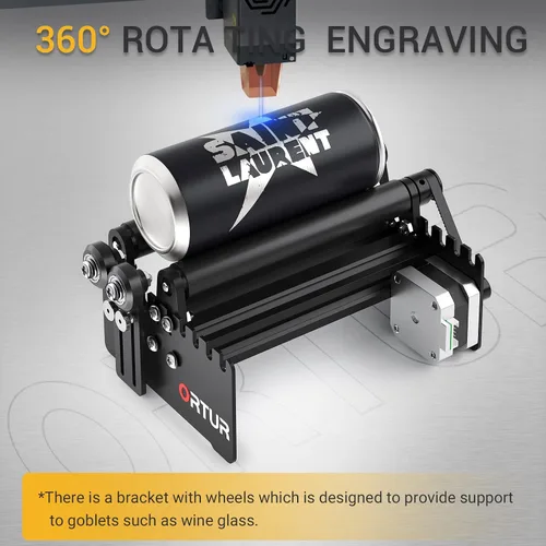 Miniatura 3 de Ortur Láser Rotativo de Rodillos, Módulo Rotativo de Eje Y de 360° para Grabado Láser de Objetos Cilíndricos y Latas, 7 Ajustes de Diámetro, Mínimo