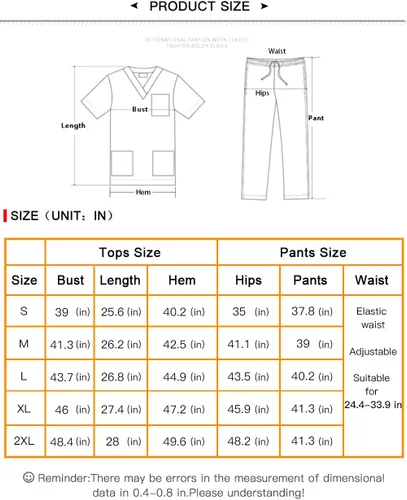 Miniatura 7 de niaahinn Unsex - Conjunto de traje médico para mujer, cuello en V y pierna recta, pantalones con cordón, uniformes de enfermería para hombres
