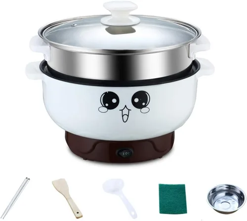 Miniatura 13 de Sartén eléctrica, 4 en 1, multifuncional, antiadherente, mini sartén eléctrica, mini olla eléctrica, caldera, sartén para hacer fideos, mini olla
