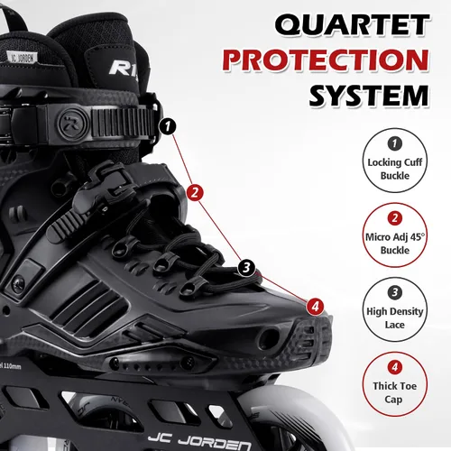 Miniatura 3 de Patines en línea para mujeres y hombres, 3 ruedas de 4.331 in con carcasa exterior duradera, patines profesionales de carreras de velocidad
