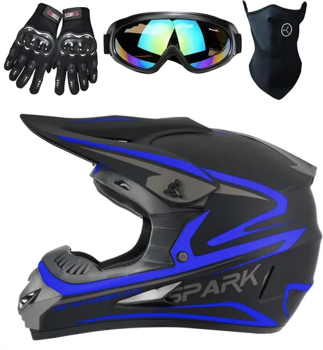 Miniatura 9 de Casco para niños y jóvenes para bicicleta de tierra, motocross, todoterreno, motocicleta, ATV, UTV, bicicleta de calle, Combo de guantes, gafas