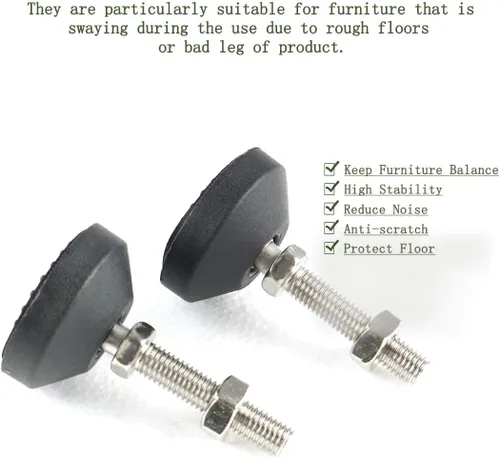 Miniatura 6 de uxcell M10 x 1.969 x 1.969 in Máquina niveladora de pie nivelador ajustable pierna antideslizante protector de piso para fábrica 4