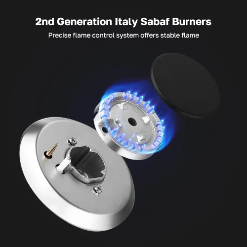 Miniatura 2 de Placa de Cocina de Gas de 12 Pulgadas, ThermoMate, Estufa de Gas Integrada de Acero Inoxidable 304 con 2 Quemadores de Alta Eficiencia Sabaf