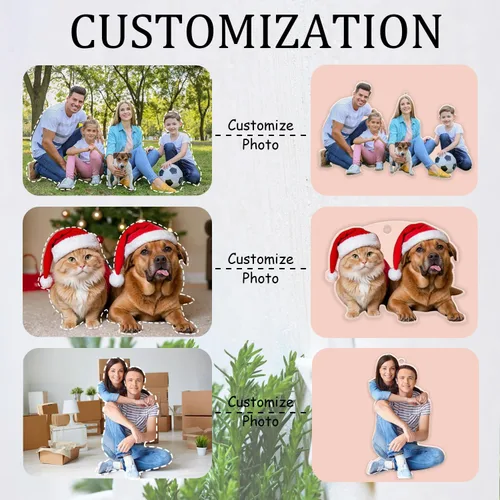 Miniatura 2 de Adornos navideños personalizados con foto, adornos de foto 2D personalizados, decoraciones colgantes para árbol, regalo para parejas de Navidad