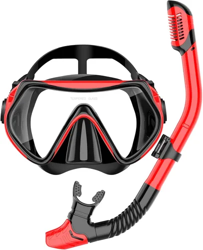 Equipo de esnórquel para adultos, conjunto de esnórquel máscara de buceo con tubo seco superior, gafas de natación para adultos con cubierta para la