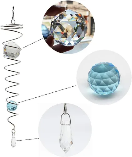 Miniatura 2 de Bola de observación en espiral con cola giratoria de viento StabilizeGr, decoración de interiores y exteriores, bola de cristal de acero inoxidable