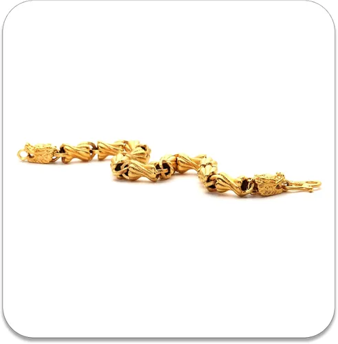 Miniatura 5 de Pulsera chapada en oro de 18 quilates con cabeza de dragón, pulsera de eslabones de chorro de arena, Metal, Sin gemas.