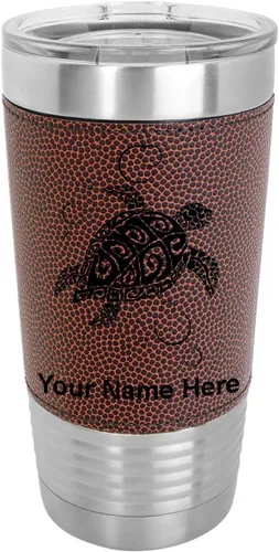 Miniatura 16 de LaserGram Vaso aislado al vacío de 20 onzas, tortuga marina hawaiana, grabado personalizado incluido (piel sintética, estilo béisbol)