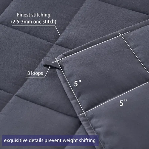 Miniatura 4 de yescool Manta pesada para adultos (15 libras, 60 x 80 pulgadas, gris), manta pesada de enfriamiento para dormir, perfecta para 140-160 libras, manta