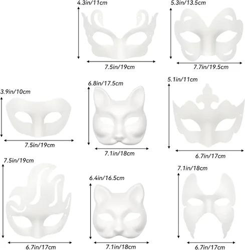 Miniatura 3 de Qavctw DIY White Masks Paper Cosplay Christmas Party Mask Unpainted Plain Craft Masquerade Masks