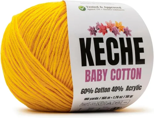 Miniatura 92 de Keche Hilo de algodón, 60% algodón, 40% hilo acrílico, hilo de algodón suave para crochet y tejer, hilo amigurumi, 1 madeja/bola, 1.76 onzas (50g)