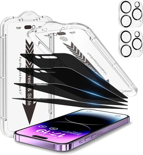 Miniatura 33 de EZ-GLAZ - Paquete de 4 + 2 protectores de pantalla de privacidad para iPhone 13 [6.1 pulgadas] con protector de lente de cámara