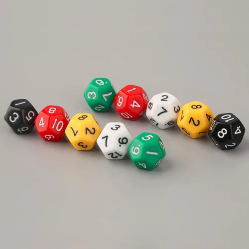 Miniatura 7 de Juego de 10 dados poliédricos de escultura D12 de acrílico de 12 caras para fiesta de club, familia, juego de mesa