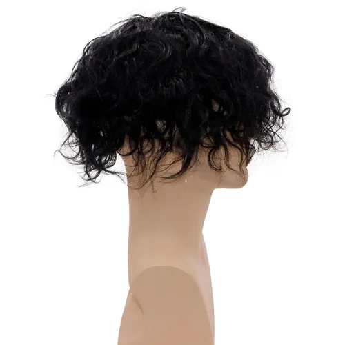 Miniatura 4 de Rizado Hombres Toupee - Sistemas de reemplazo de cabello humano para hombres, postizo de 0.787 in, rizado con bucle en V, pelucas de poliuretano