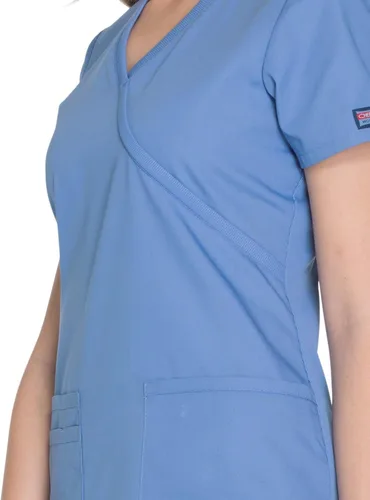 Miniatura 3 de Mujer Mock Wrap Top Workwear Originals con paneles traseros de punto acanalado WW650